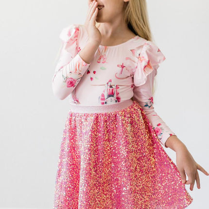 Hot Pink Sequin Twirl Skort