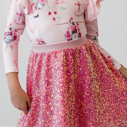 Hot Pink Sequin Twirl Skort