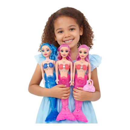 18" Light Up Mermaid Doll – Glowing Tail, Colorful Hair & Pink Purse