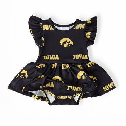 Iowa Black Tigerhawk Flutter Twirl Bodysuit