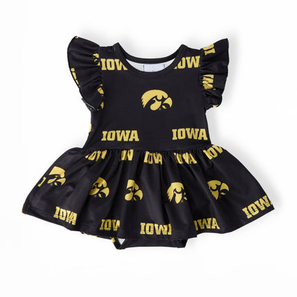 Iowa Black Tigerhawk Flutter Twirl Bodysuit