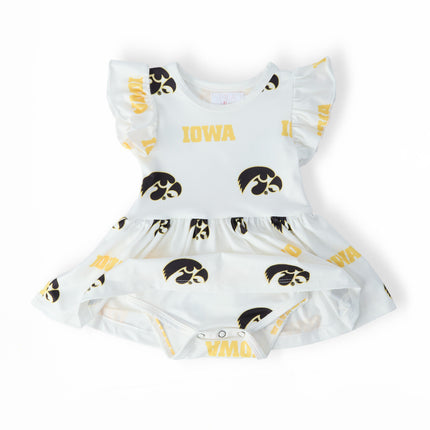 Iowa White Tigerhawk Flutter Twirl Bodysuit