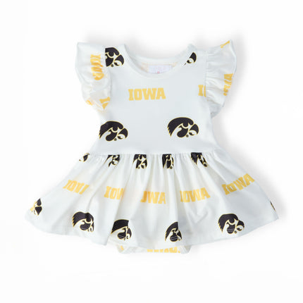 Iowa White Tigerhawk Flutter Twirl Bodysuit