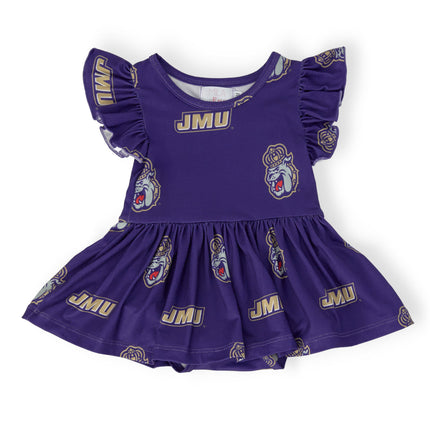 JMU Purple Duke Dog Flutter Twirl Bodysuit