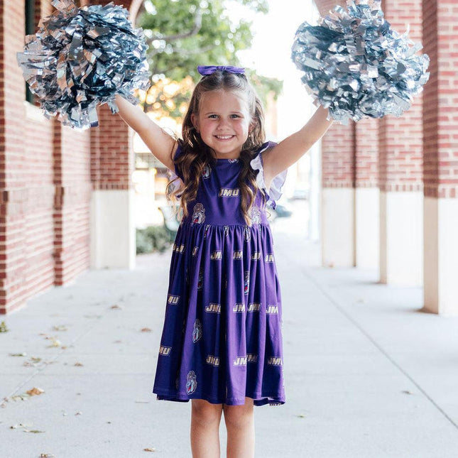 JMU Purple Duke Dog Flutter Twirl  Dress