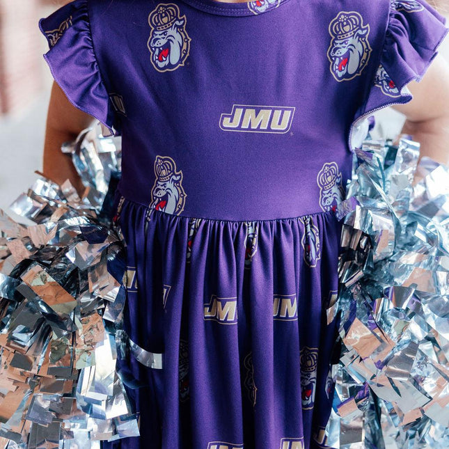 JMU Purple Duke Dog Flutter Twirl  Dress