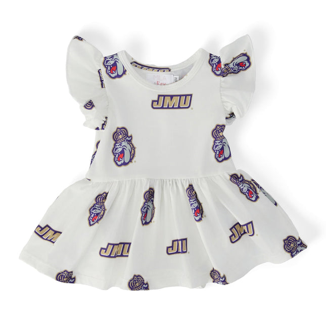 JMU White Duke Dog Flutter Twirl Bodysuit
