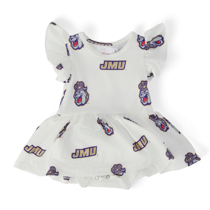 JMU White Duke Dog Flutter Twirl Bodysuit