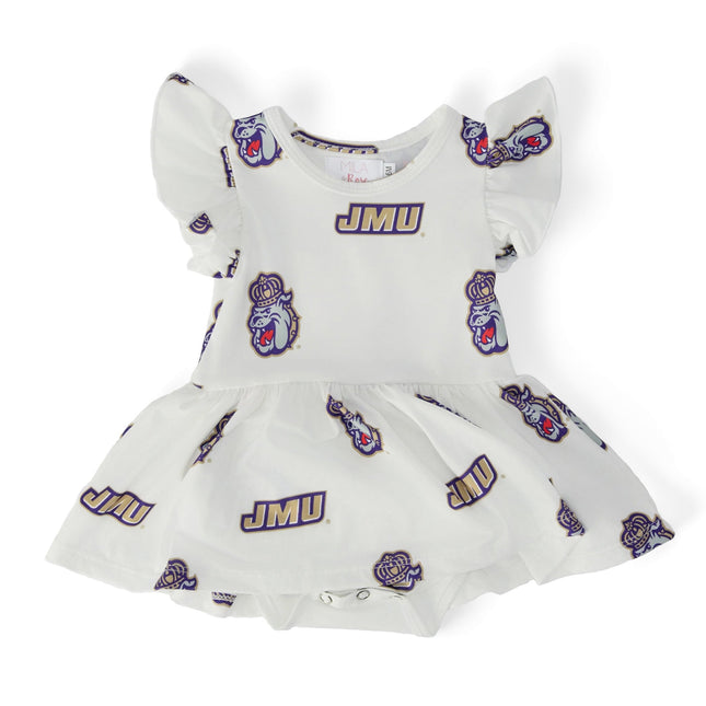 JMU White Duke Dog Flutter Twirl Bodysuit