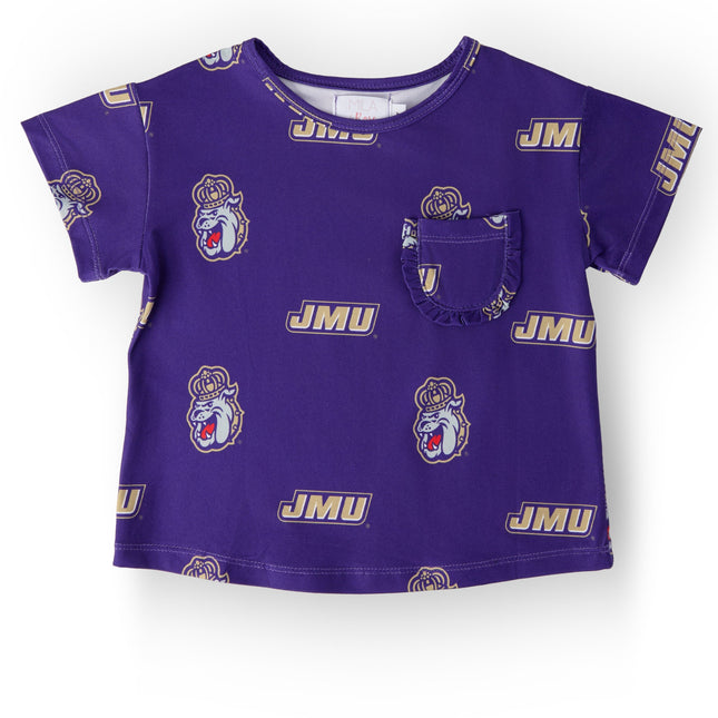 JMU Purple Duke Dog Ruffle Pocket Tee