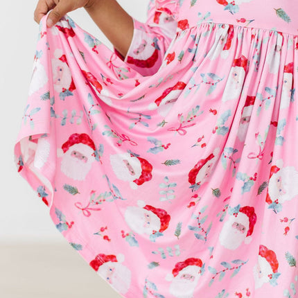 Jolly Old Saint Nick 3/4 Sleeve Ruffle Twirl Dress