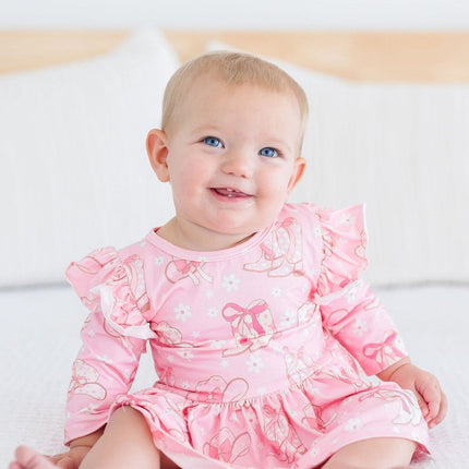 Howdy 3/4 Sleeve Flutter Twirl Bodysuit