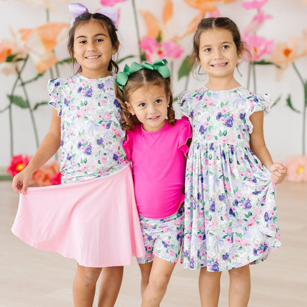 Lavender Love Flutter Sleeve Twirl Dress