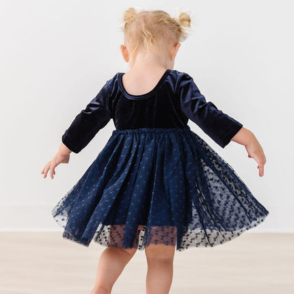 Light Navy Velvet Tutu Dress