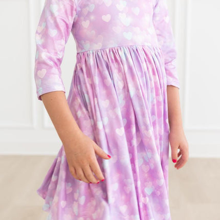 Love Story 3/4 Sleeve Pocket Twirl Dress