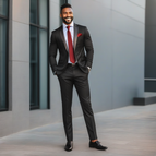 Black 1button free tie / S