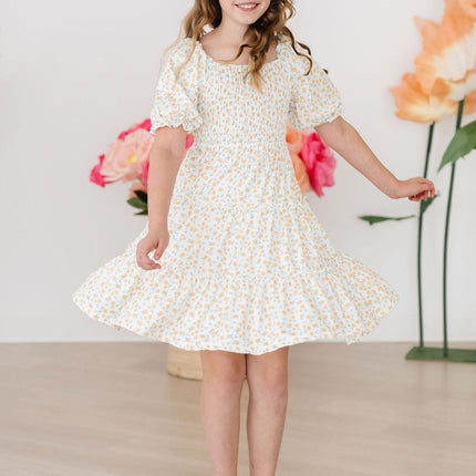 Marvelous Marigolds Smocked Ruffle Dress