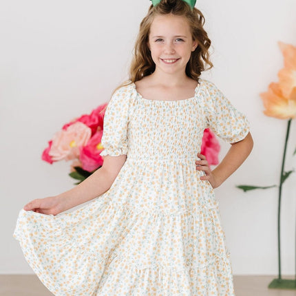 Marvelous Marigolds Smocked Ruffle Dress