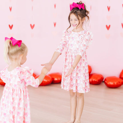 Melt My Heart 3/4 Sleeve Ruffle Twirl Dress