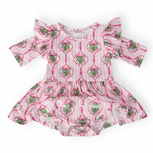Merry Mistletoe 3/4 Sleeve Twirl Flutter Bodysuit