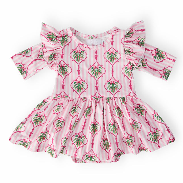 Merry Mistletoe 3/4 Sleeve Twirl Flutter Bodysuit