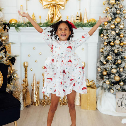 Mistletoe Magic 3/4 Sleeve Pocket Twirl Dress