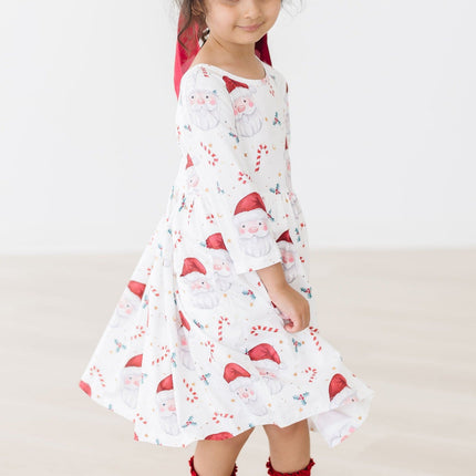 Mistletoe Magic 3/4 Sleeve Pocket Twirl Dress