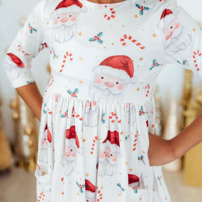 Mistletoe Magic 3/4 Sleeve Pocket Twirl Dress