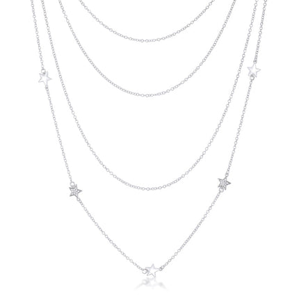 Multi-Chain Star Necklace with CZ