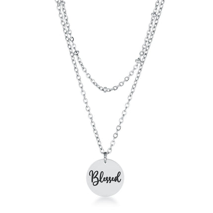 Delicate Silver Plated Necklace Blessed