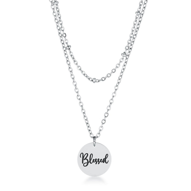 Delicate Silver Plated Necklace Blessed