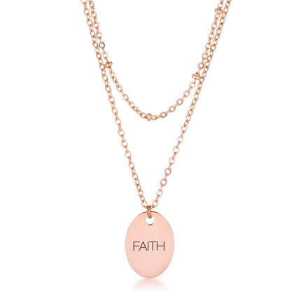 Double Chain FAITH Necklace Rose Gold