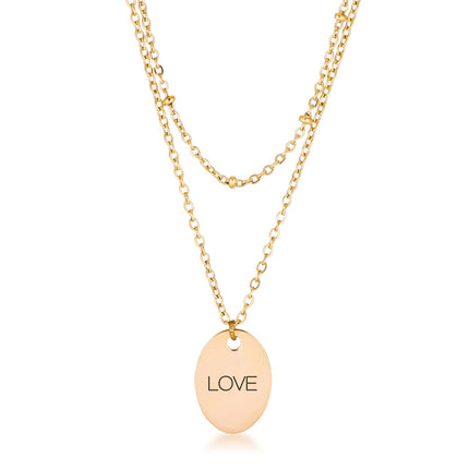 Double Chain LOVE Necklace Gold