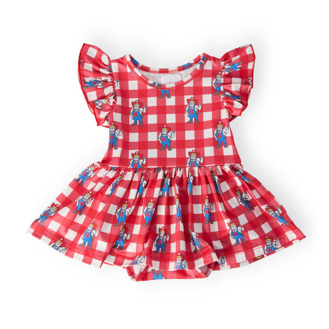 Nebraska Plaid Herbie Husker Flutter Twirl Bodysuit