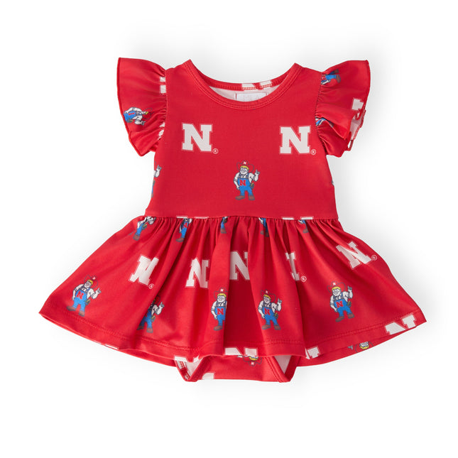 Nebraska Red Herbie Husker Flutter Twirl Bodysuit