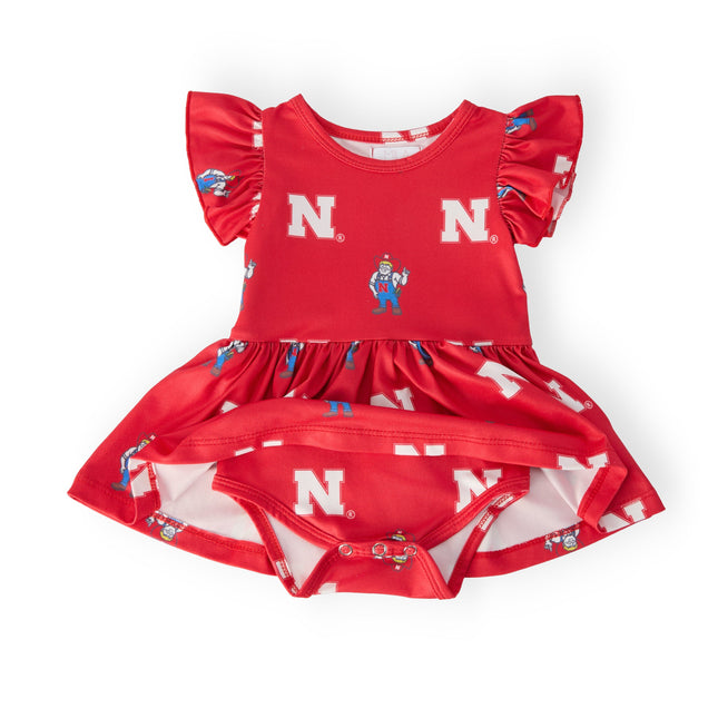 Nebraska Red Herbie Husker Flutter Twirl Bodysuit