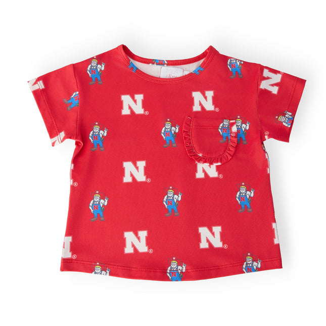 Nebraska Red Herbie Husker Ruffle Pocket Tee