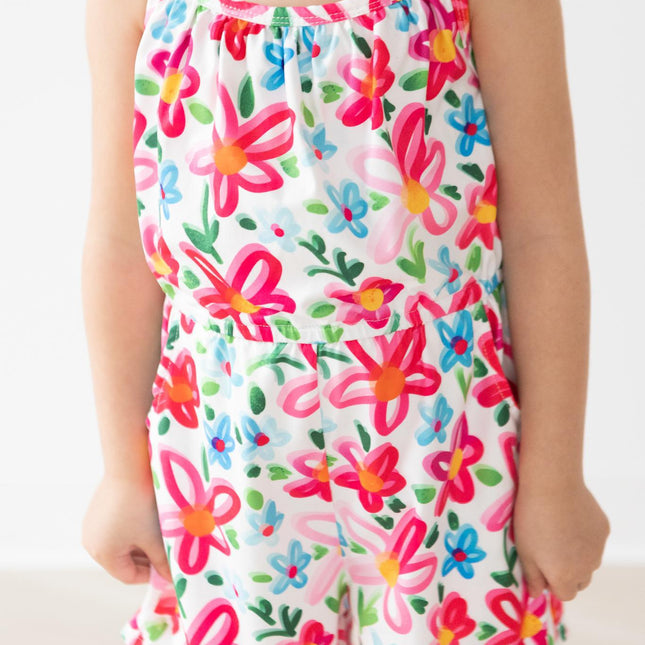 Neon Floral Strappy Play Romper