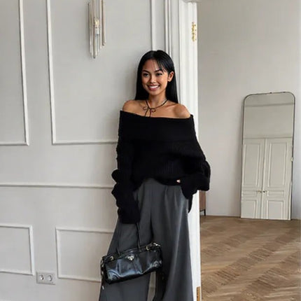 New fall style cream color High Waist trousers Pants for women