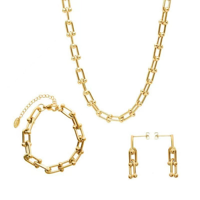 U-shaped Vachette Clasp Necklace Bracelet Ear Studs