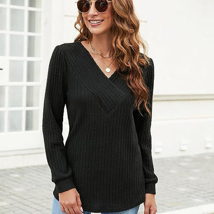Women's Plus Size Long Sleeve V-neck Casual Top
