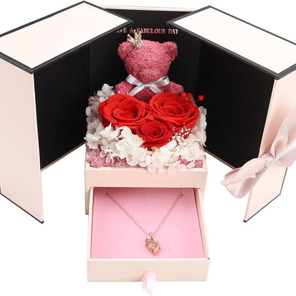 Preserved Flower Jewelry Box Necklace Bracelet Birthday Gift