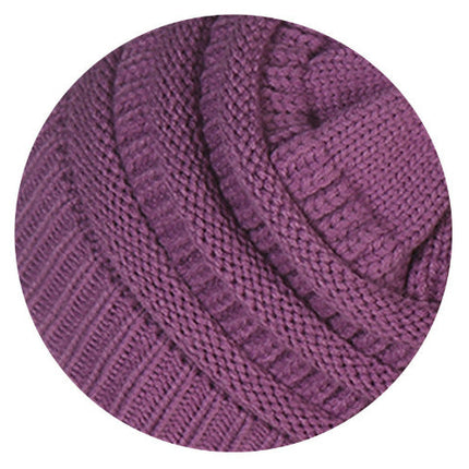 Warm Hat Thickening Not Fleece-lined Knitting Plus Fur Ball