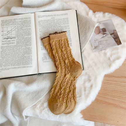 Women's Winter Thick Wool Socks Yellow Series Cashmere Bunching S