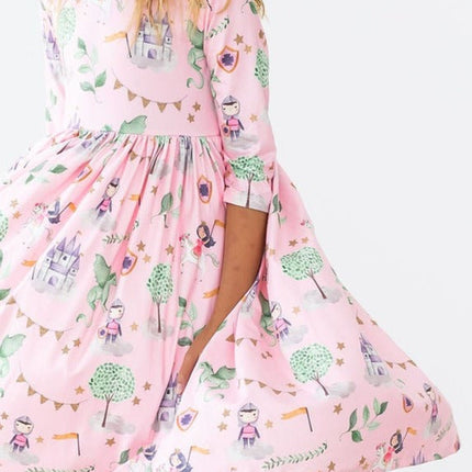 Once Upon a Time 3/4 Sleeve Pocket Twirl Dress