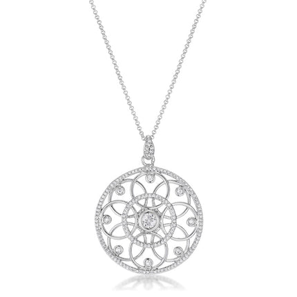 1.4 Ct Pendant Necklace with Interlocking Circles and CZ