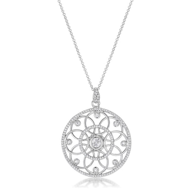 1.4 Ct Pendant Necklace with Interlocking Circles and CZ