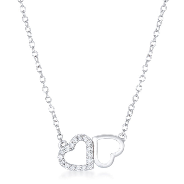 Sweet and Romantic Melded CZ Hearts Necklace