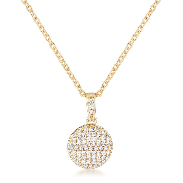 Necklace with CZ Disk Pendant