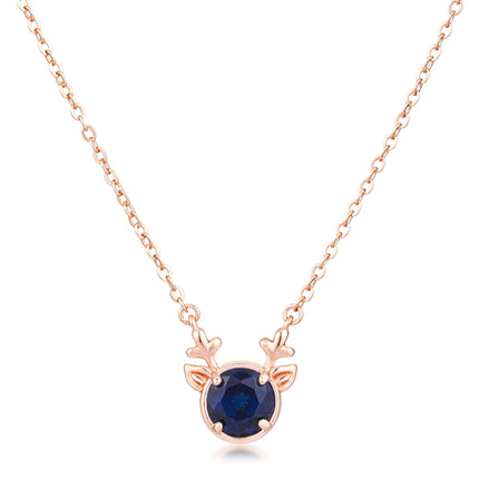 Reversible CZ Reindeer Pendant